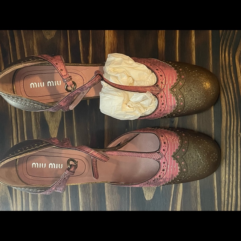 Miu Miu Alba Brushed metallic gold/pink pumps size 41